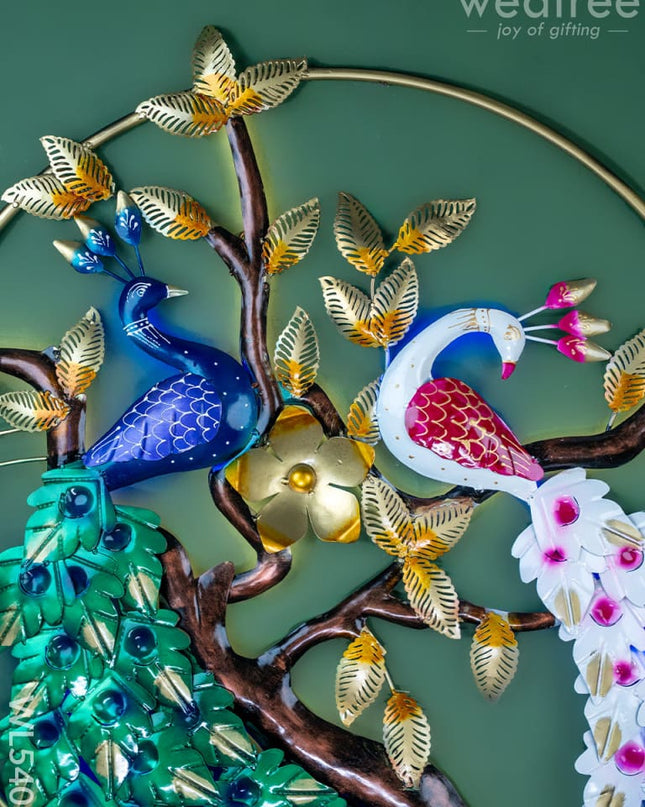 Metal Peacock Wall Hanging with Light - 40 inch - WL5407 - Metal Decor Hanging
