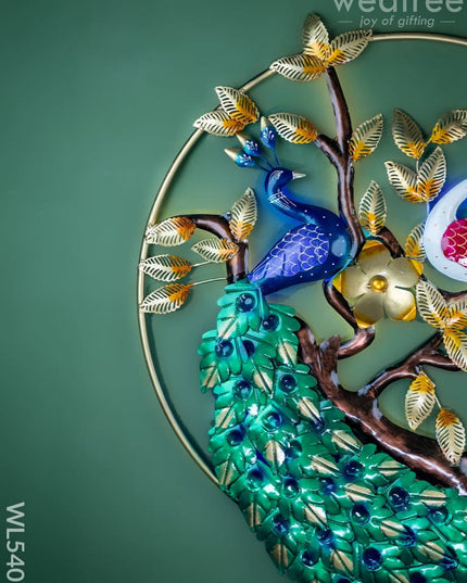 Metal Peacock Wall Hanging with Light - 40 inch - WL5407 - Metal Decor Hanging