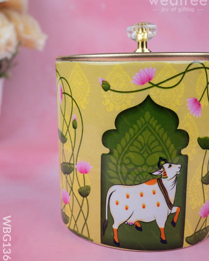 Metal Pichwai Dry Fruit Jar - WBG1369 - Dry Fruit Box RG
