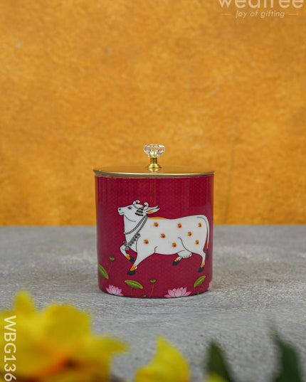 Brass Pichwai Dry Fruit Jar With Lid - Wbg1369 Box Rg