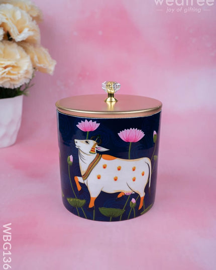 Metal Pichwai Dry Fruit Jar - WBG1369 - Dry Fruit Box RG