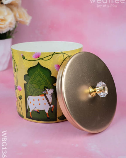 Metal Pichwai Dry Fruit Jar - WBG1369 - Dry Fruit Box RG