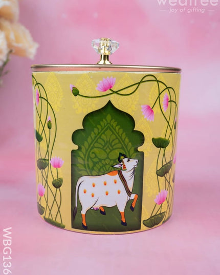 Metal Pichwai Dry Fruit Jar - WBG1369 - Dry Fruit Box RG