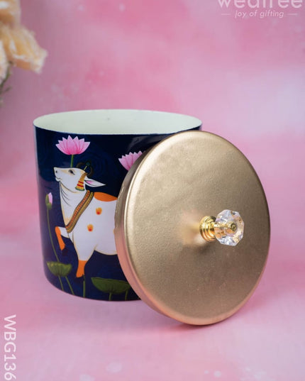 Metal Pichwai Dry Fruit Jar - WBG1369 - Dry Fruit Box RG