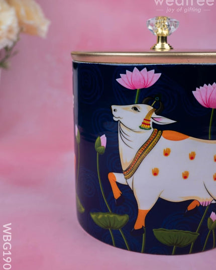 Metal Pichwai Dry Fruit Jar - WBG1909 - Dry Fruit Box RG