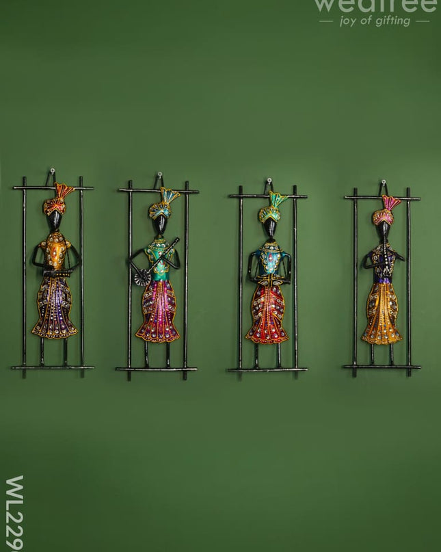 Metal Punjabi Musical Frames ( Set Of 4) - Wl2290 Decor Hanging