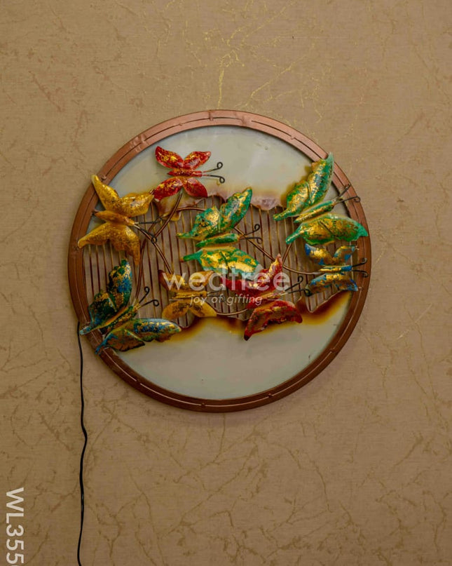 Metal Round Frame Butterfly Wall Hanging - Wl3550 Decor