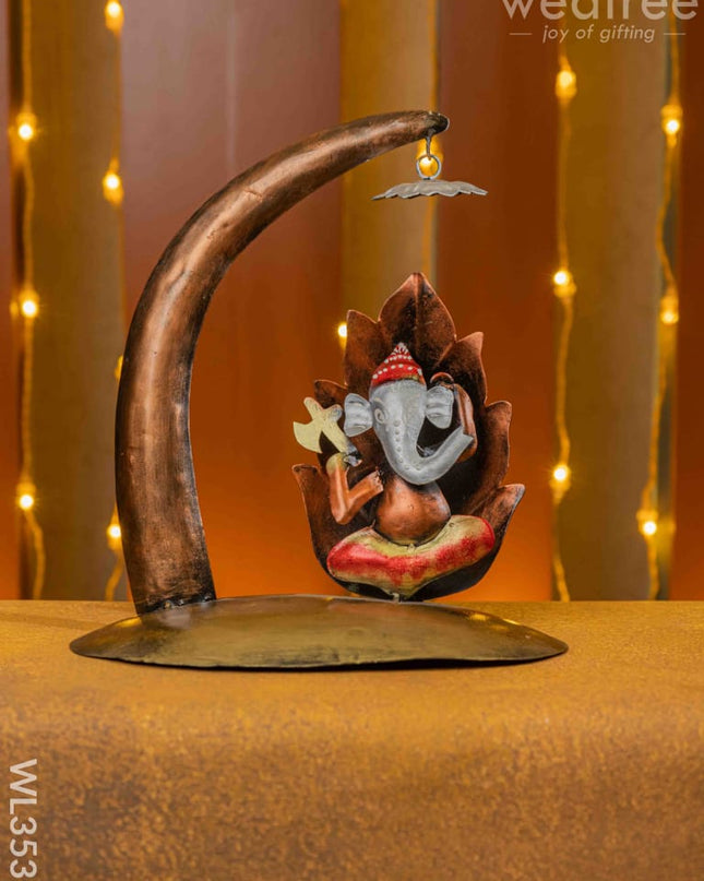Metal Sitting Ganesha Showpiece - Wl3535 Decor
