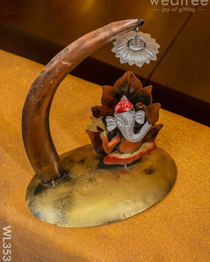 Metal Sitting Ganesha Showpiece - Wl3535 Decor