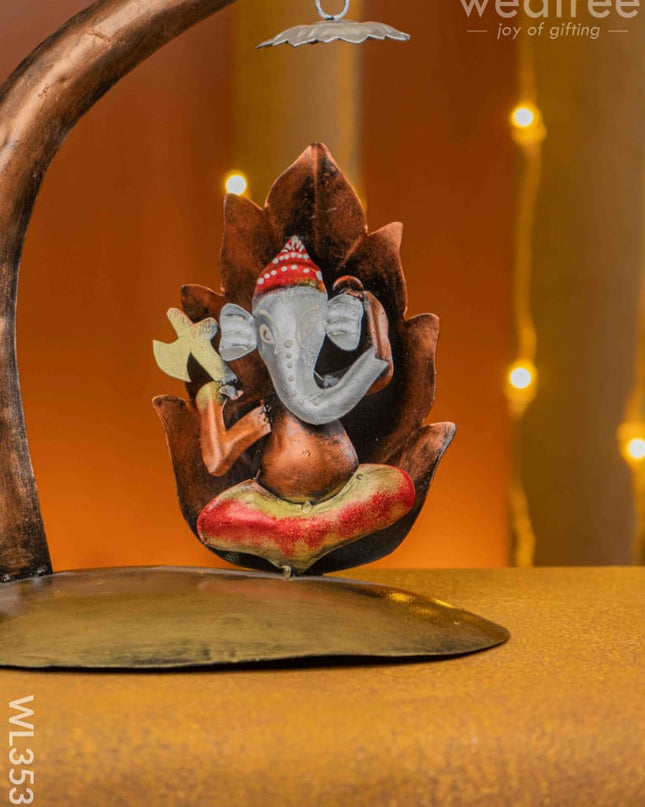 Metal Sitting Ganesha Showpiece - Wl3535 Decor