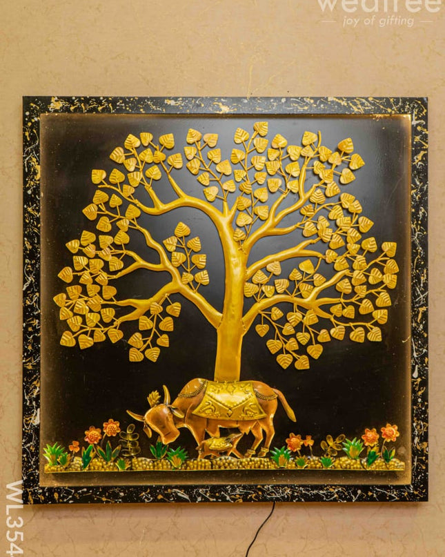 Metal Tree With Cow Frame - Wl3544 Decor Hanging