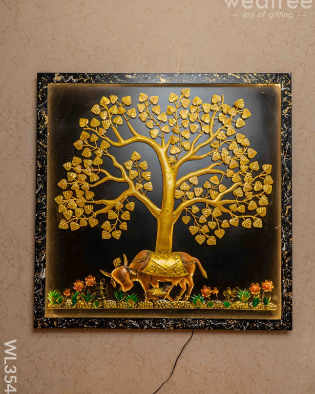 Metal Tree With Cow Frame - Wl3544 Decor Hanging
