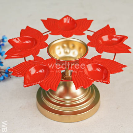 Metal Urli With Lotus Diya - Wbg1468 Decor