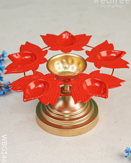Metal Urli With Lotus Diya - Wbg1468 Decor