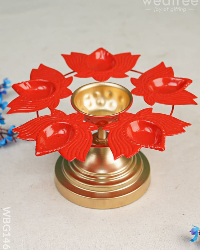 Metal Urli With Lotus Diya - Wbg1468 Decor