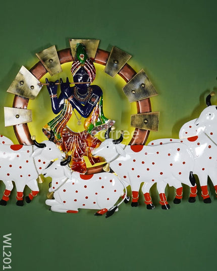 Metal Wall Decor - Led Krishna With Cows Wl2015 Hanging