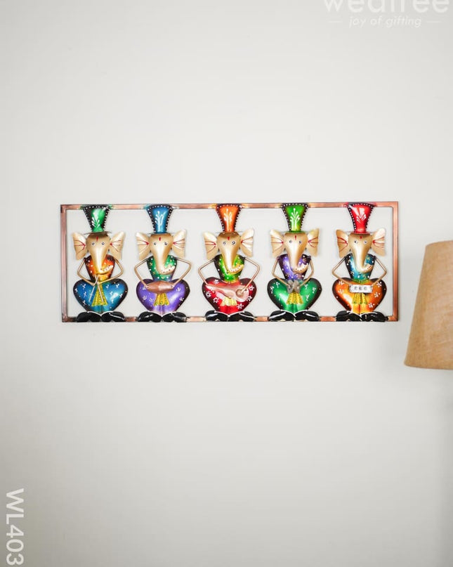 Metal Wall Hanging Ganesha Decor - Set Of 5 Wl4037 Showpiece