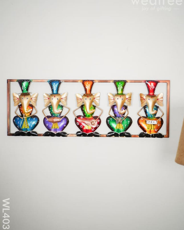 Metal Wall Hanging Ganesha Decor - Set Of 5 Wl4037 Showpiece
