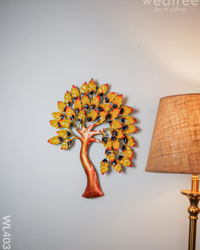Metal Wall Hanging Tree With Yellow Leaves - Wl4038 Decor Showpiece