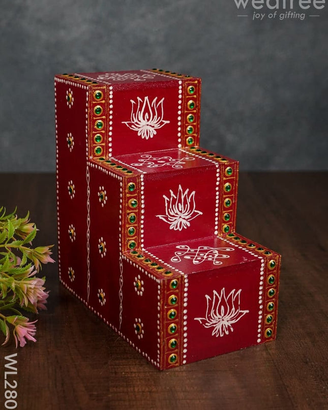 Mini Hand Painted Diya Padi - Set Of 2 Wl2807 Wooden Decor