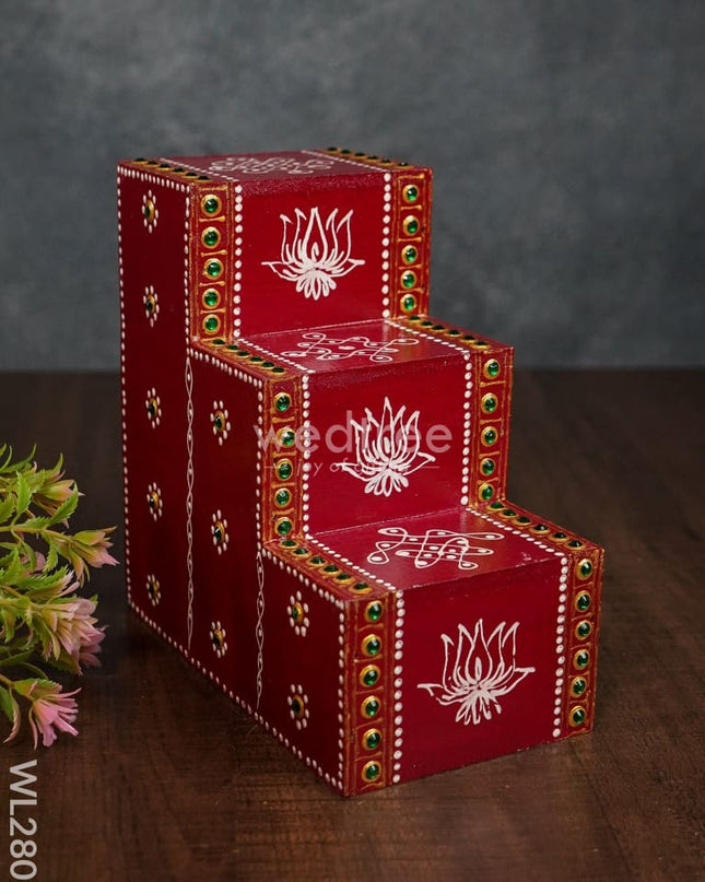 Mini Hand Painted Diya Padi - Set Of 2 Wl2807 Wooden Decor