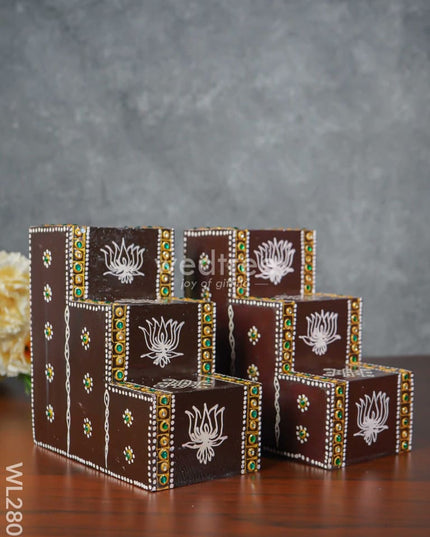 Mini Hand Painted Diya Padi - Set Of 2 Wl2807 Golu /