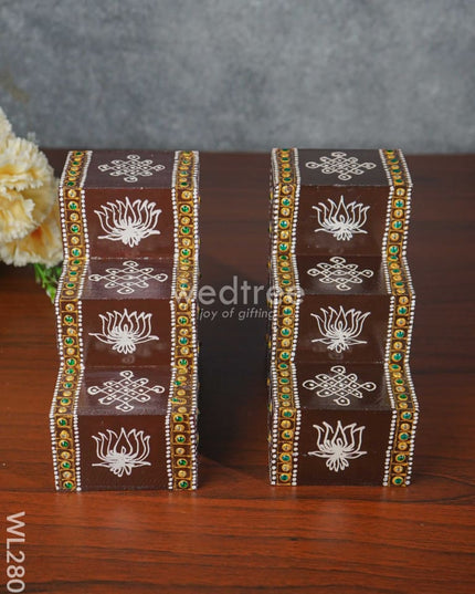 Mini Hand Painted Diya Padi - Set Of 2 Wl2807 Golu /