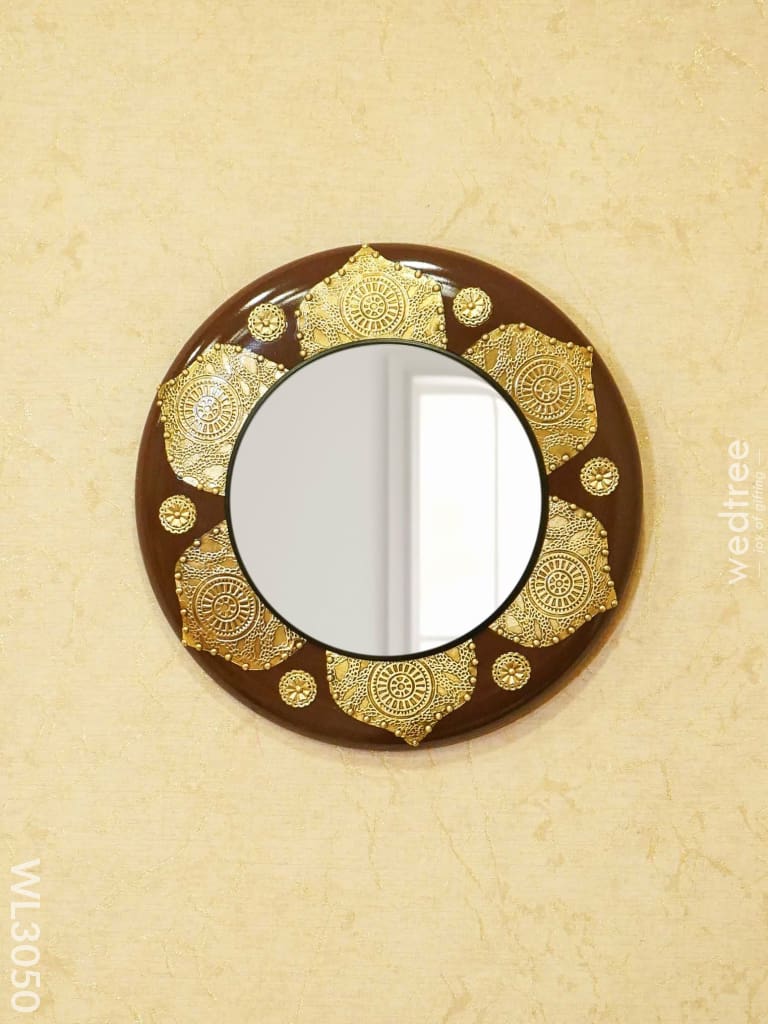 Mirror - Brass Floral Embossed 16 Inch Wl3050 Mirrors