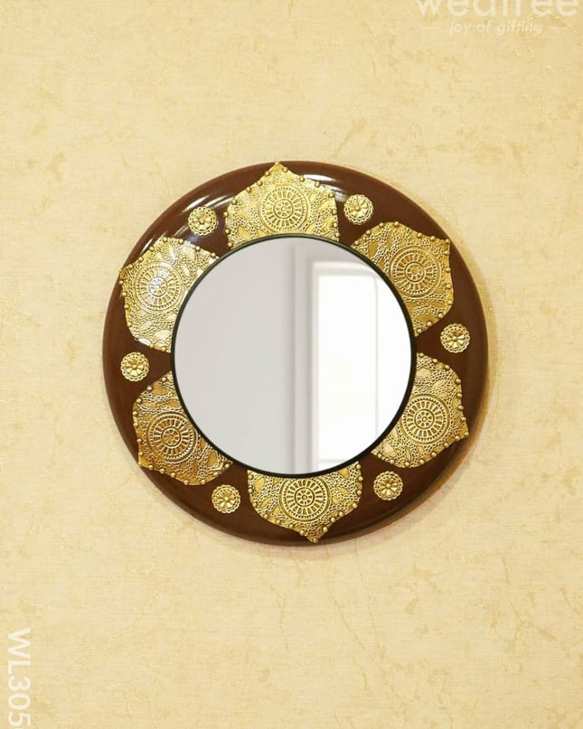 Mirror - Brass Floral Embossed 16 Inch Wl3050 Mirrors
