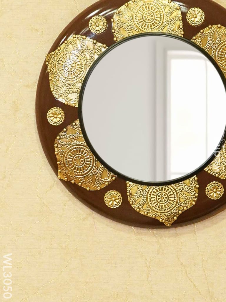 Mirror - Brass Floral Embossed 16 Inch Wl3050 Mirrors