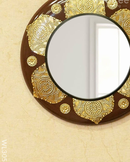 Mirror - Brass Floral Embossed 16 Inch Wl3050 Mirrors