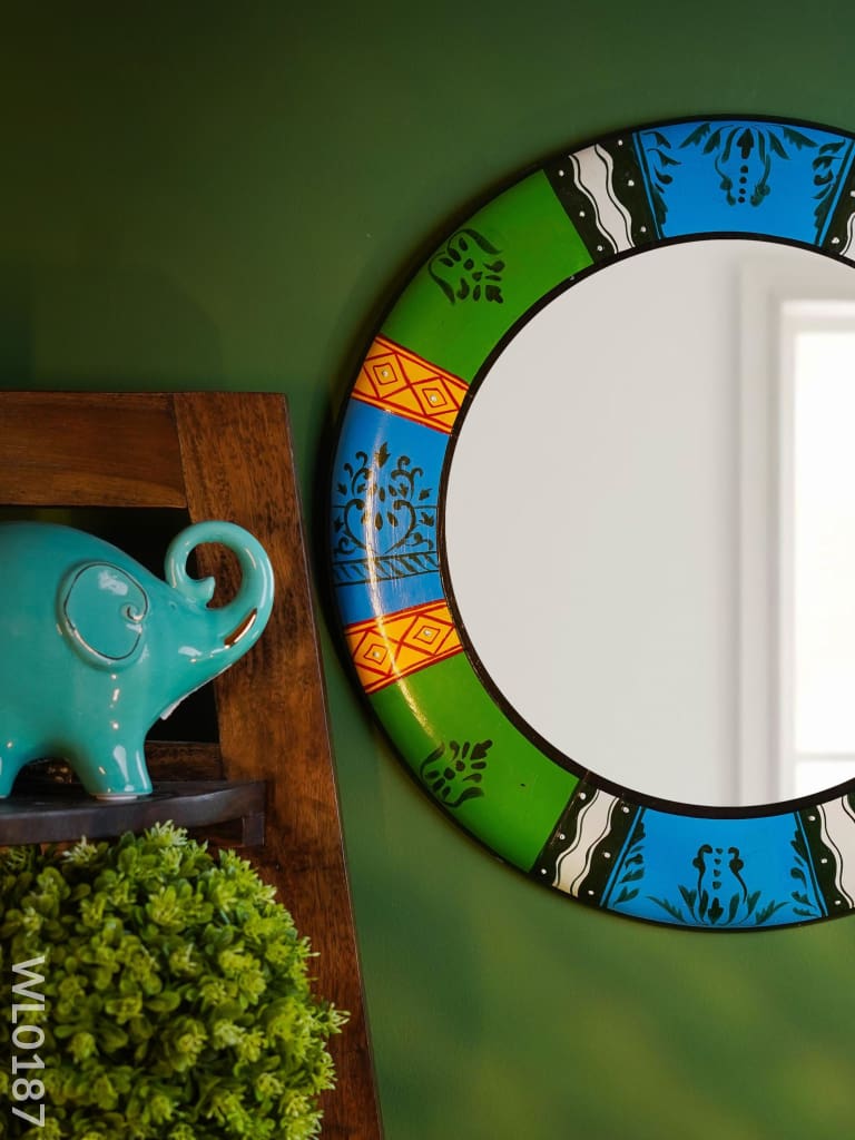 Mirrors - Hand Painted With Blue Green And Black Design