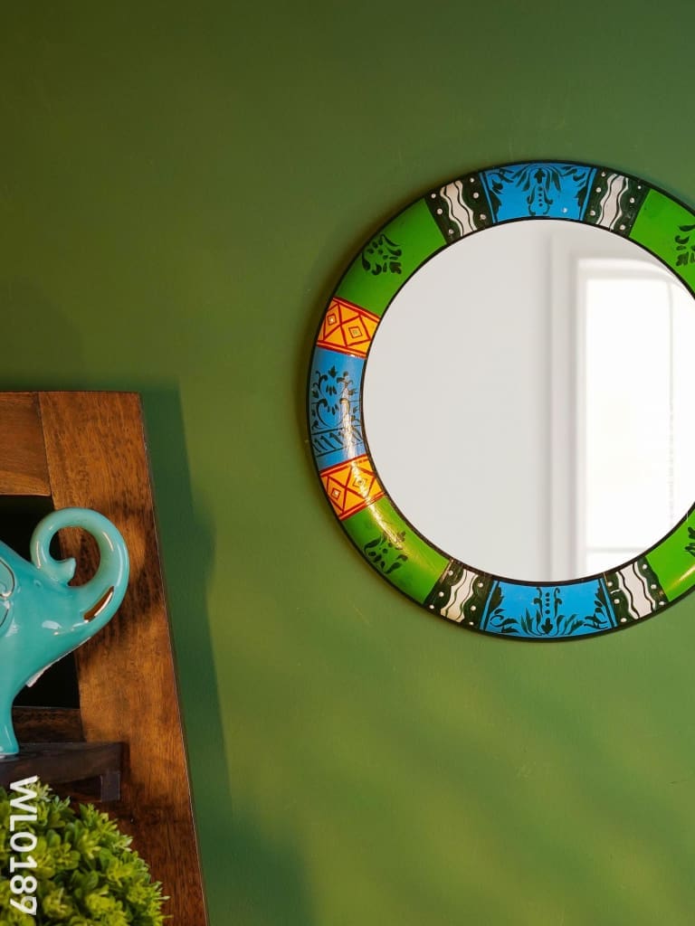 Mirrors - Hand Painted With Blue Green And Black Design