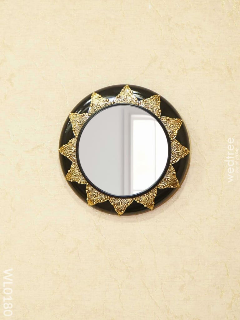 Mirrors - Polished Brass With Floral Design In Black Base Wl0180 12Inches