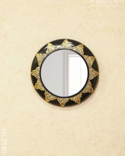 Mirrors - Polished Brass With Floral Design In Black Base Wl0180 12Inches