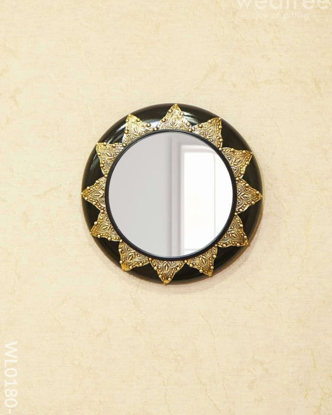 Mirrors - Polished Brass With Floral Design In Black Base Wl0180 12Inches