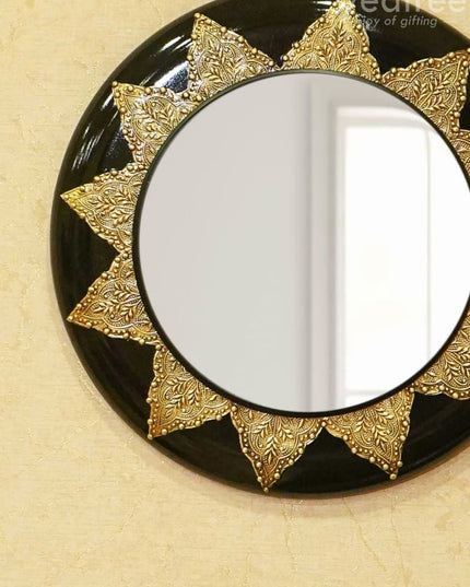 Mirrors - Polished Brass With Floral Design In Black Base Wl0180