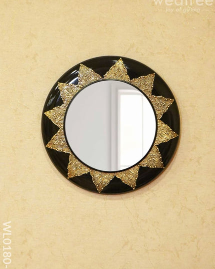 Mirrors - Polished Brass With Floral Design In Black Base Wl0180 18Inches