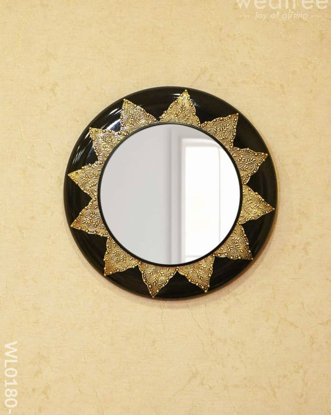 Mirrors - Polished Brass With Floral Design In Black Base Wl0180 18Inches