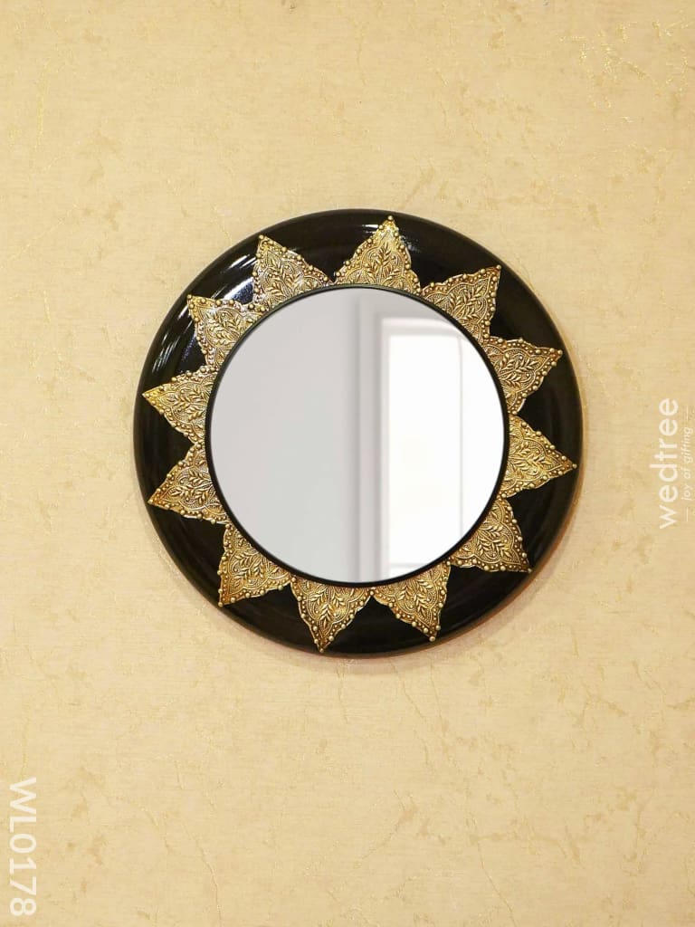 Mirrors - Polished Brass With Floral Design In Black Base Wl0180 18Inches