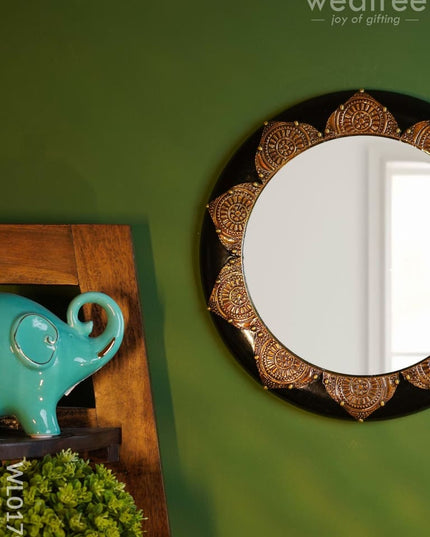 Mirrors - Polished Brass With Floral Design In Black Base Wl0180