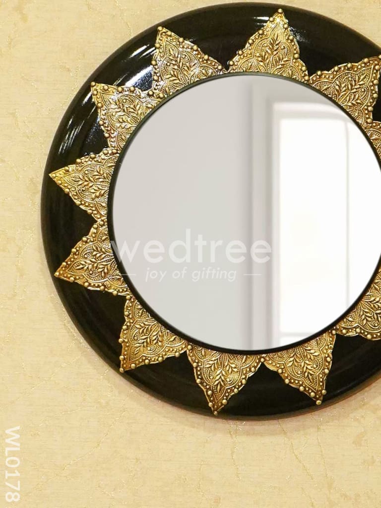 Mirrors - Polished Brass With Floral Design In Black Base Wl0180