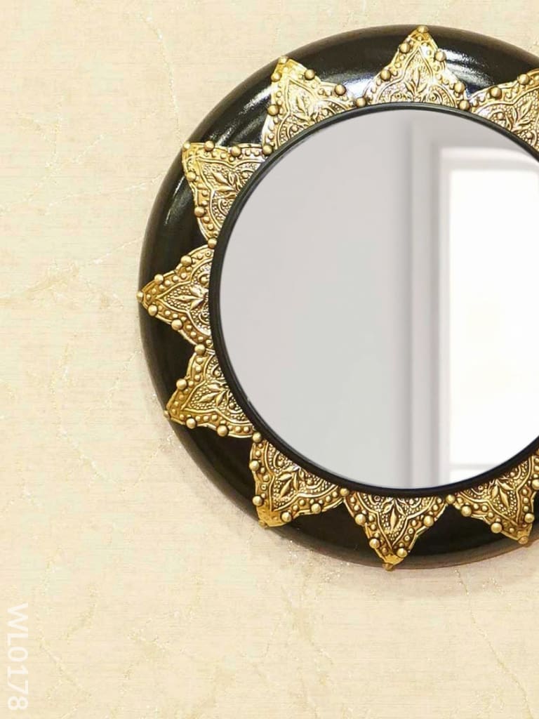 Mirrors - Polished Brass With Floral Design In Black Base Wl0180