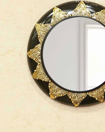 Mirrors - Polished Brass With Floral Design In Black Base Wl0180