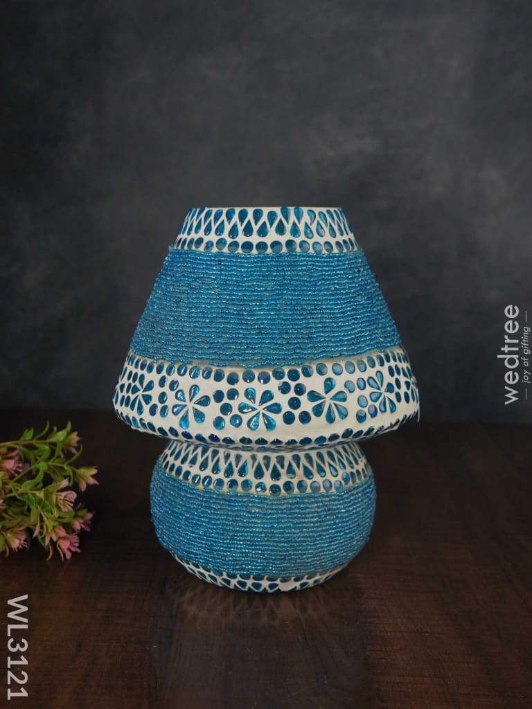 Mosaic Glass Table Lamp - 10 Inch Wl3121 Blue Pottery