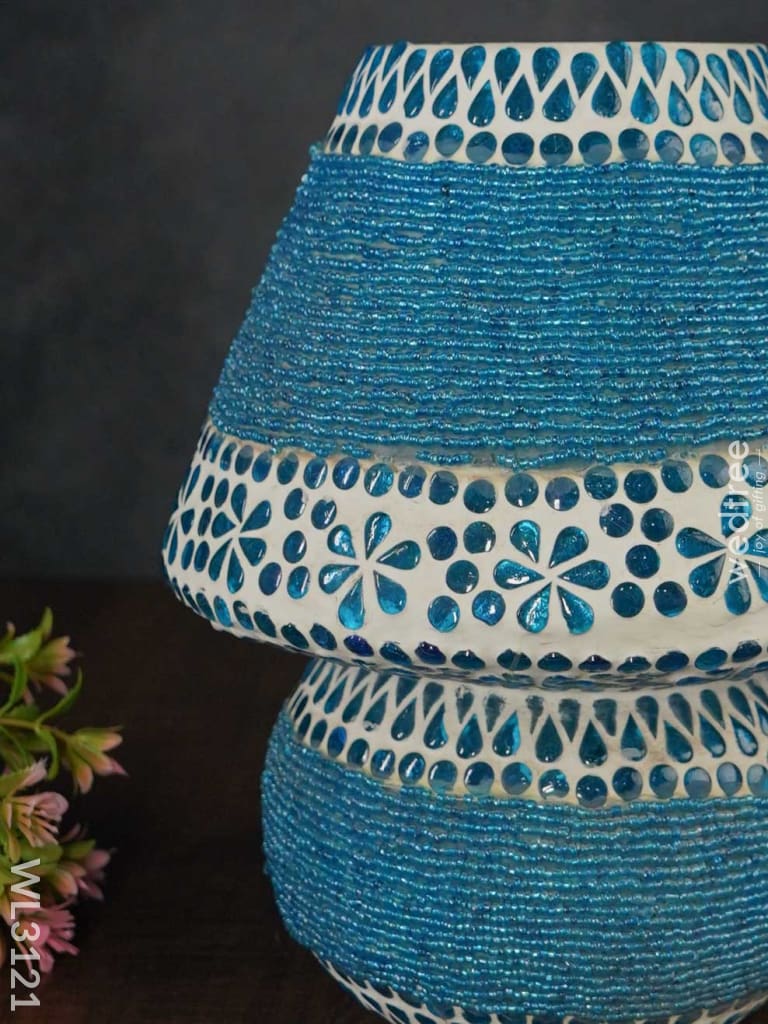 Mosaic Glass Table Lamp - 10 Inch Wl3121 Blue Pottery