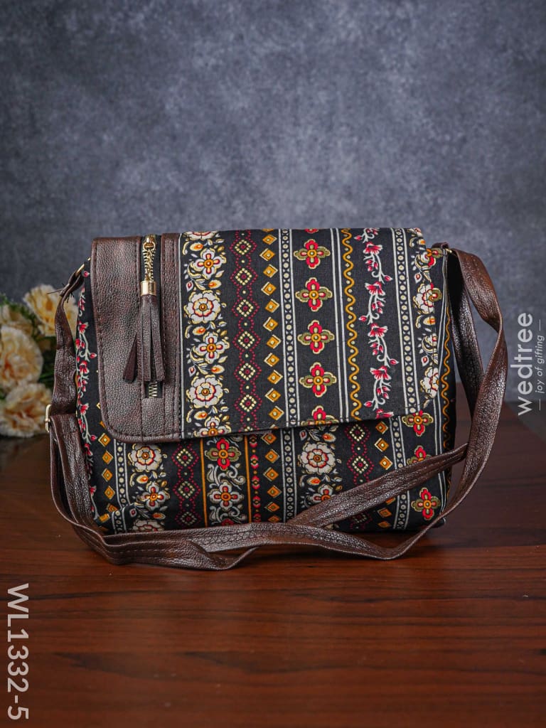 Multi-Color Leather & Fabric Sling Bag - Wl1332-5 Bags