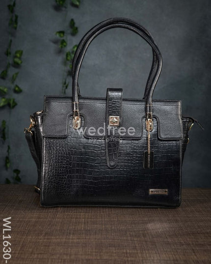 Leather Bag With Flip Lock - Wl1630 Black Handbags