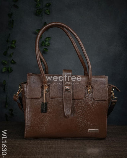 Leather Bag With Flip Lock - Wl1630 Brown Handbags
