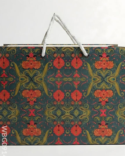 Multi Designed Paper Bags - Green Floral Print - WBG0914-2 - Paper Bags